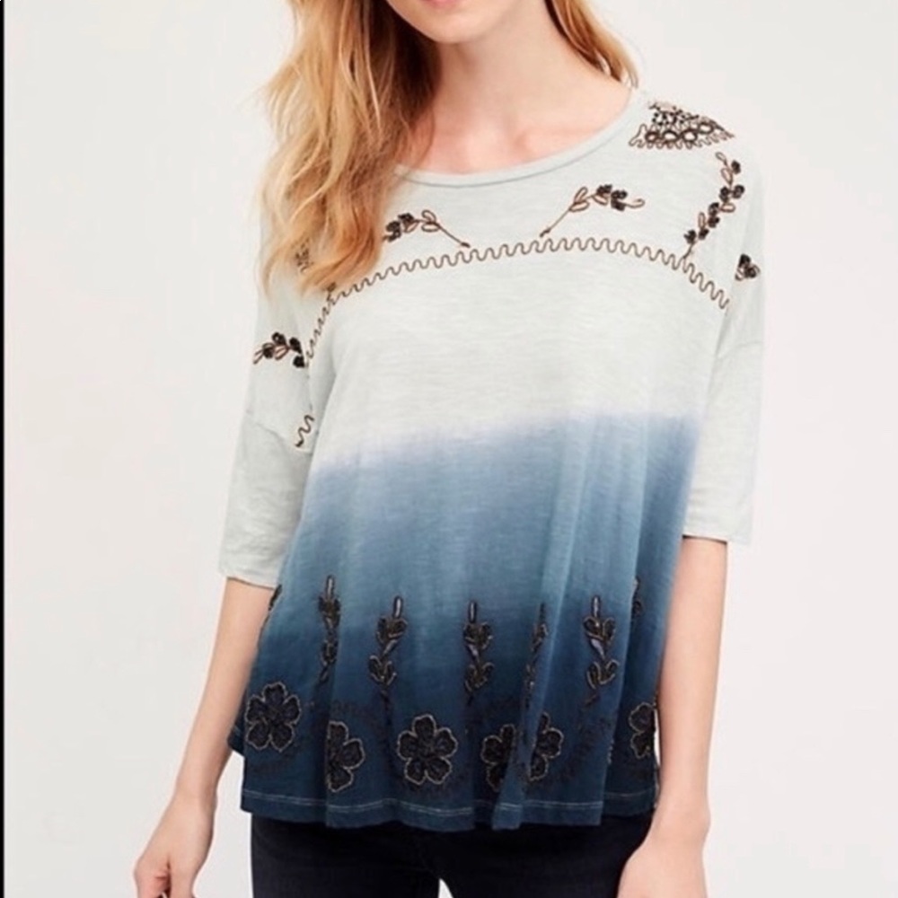 Anthropologie Ombré Beaded top